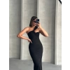 Krinkıl tek omuz uzun elbise siyah s25455