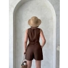 Kuşaklı şortlu tulum