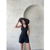 Kuşaklı şortlu tulum