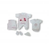Kuzucuk Nakışlı %100 Cotton Antibakteriyel 5li Zıbın Takımı Hastane Çıkışı