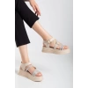 Lenda Bej Cilt Kemerli Sandalet