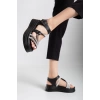 Lenda Siyah Cilt Kemerli Sandalet