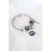 Mavi Kedi Figür Yıldız Detay Gümüş Renk Charm Çelik Kadın Bileklik