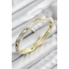 Mineli Pirinç Çiçek Motifli Gold Renk Kadın Kelepçe