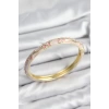 Mineli Pirinç Zirkon Taşlı Pembe Çiçek Motifli Gold Kadın Kelepçe
