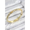 Mineli Pirinç Zirkon Taşlı Sarı Krem Çiçek Motifli Gold Kadın Kelepçe