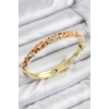 Mineli Pirinç Zirkon Taşlı Turuncu Çiçek Motifli Gold Kadın Kelepçe