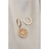 Minimal Taşlı Portakal Model Küpe