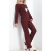 Nakışlı Fitilli Pijama Takımı Bordo1 - 19217.1048.