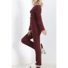 Nakışlı Fitilli Pijama Takımı Bordo1 - 19217.1048.