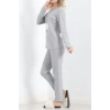 Nakışlı Fitilli Pijama Takımı Gri - 19217.1048.