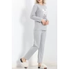 Nakışlı Fitilli Pijama Takımı Gri - 19219.1048.