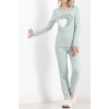 Nakışlı Fitilli Pijama Takımı Mint - 19219.1048.