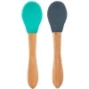 Nessiworld Bambu Saplı Silikon Mama Kaşığı 2li Aqua Green / Deep Blue