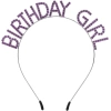 NessiWorld Mor Renk Kristal Taşlı Parlak Birthday Girl Yazılı Taç 16x17 cm