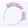 NessiWorld Pembe Renk Kristal Taşlı Parlak Birthday Girl Yazılı Taç 16x17 cm