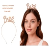 Nessiworld Rose Gold Renkli Taşlı “Bride” Gelin Tacı – El Yazısı Yazı Tipiyle