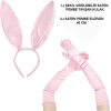 Nessiworld Saten Kaplama Soft Pembe Eldiven 40 cm ve Tavşan Kulak 2 li Set