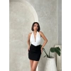 Önü büzgülü etek siyah s24222