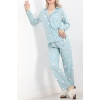 Önü Düğmeli Pijama Takımı Yeşil - 150.1287.