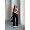 Palazzo straight enzim süper taş yıkama jeans pantolon siyah d2008