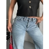 Palazzo straight kar yıkama jeans pantolon mavi d2008