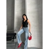Palazzo straight kar yıkama jeans pantolon mavi d2008