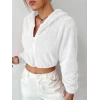 Peluş ceket kapşonlu beyaz