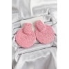 Pembe Daire Figürlü Hasır Örgü Model Gold Renk Kadın Küpe