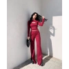 Pencereli detaylı alt üst takım bordo w3864