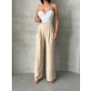 Pileli keten pantolon s255046