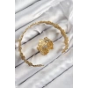 Pirinç Çiçek Model Gold Renk Bileklik Yüzük Set