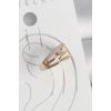 Pirinç Gold Renk Zirkon Taşlı 3Lü Sıralı Model Kadın Kıkırdak Küpe
