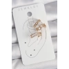 Pirinç Gold Renk Zirkon Taşlı Kare Zincir Model Kadın Kıkırdak Küpe