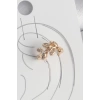 Pirinç Gold Renk Zirkon Taşlı Yaprak Model Kadın Kıkırdak Küpe