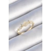Pirinç Gold Renk Zirkon Taşlı Yıldız Detay Beyaz Mineli Kadın Yüzük