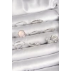 Pirinç Gümüş Renk Pembe Mineli Kemer Düğüm Figür Kadın Yüzük Kombini