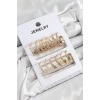 Pirinç Karışık Halka Model Gold Renk 6 Çift Kadın Küpe Set