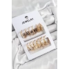 Pirinç Karışık Halka Model Gold Renk 6 Çift Kadın Küpe Set