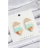 Pirinç Mermer Desenli Vintage Geometrik Model Gold Renk Kadın Küpe