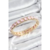 Pirinç Pembe Zirkon Taşlı Kare Model Gold Renk Lastikli Kadın Bileklik