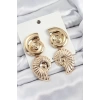 Pirinç Sarmal Sallantılı Deniz Kabuğu Vintage Model Gold Renk Küpe