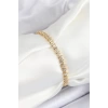 Pirinç Sıralı Çit Model Zirkon Taşlı Gold Renk VİP Seri Kadın Bileklik