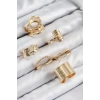 Pirinç Yaprak Model Gold Renk Kadın Yüzük Kombin Set