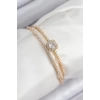 Pirinç Zirkon Taşlı Baget Model Gold Renk Kadın Bileklik