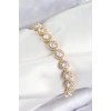 Pirinç Zirkon Taşlı Daire Baget Model Gold Renk VIP Seri Kadın Bileklik