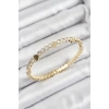 Pirinç Zirkon Taşlı Kalp Model Gold Renk Yaylı Kadın Bileklik
