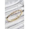 Pirinç Zirkon Taşlı Kemik Model Gold Renk Vip Kadın Bileklik