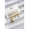 Pirinç Zirkon Taşlı Yıldız Ve Ay Model Gold Renk 3lü Çift Kadın Küpe Set