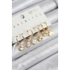 Pirinç Zirkon Taşlı Yonca Model Gold Renk 6lı Küpe Set